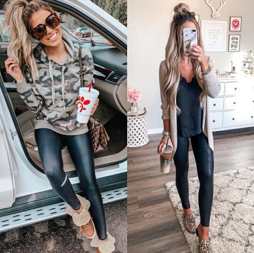 Spanx Faux Leather Leggings | Large